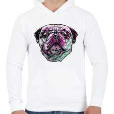 PRINTFASHION Mopsz - Férfi kapucnis pulóver - Fehér