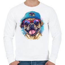 PRINTFASHION Mopsz - Férfi pulóver - Fehér