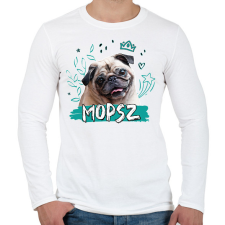 PRINTFASHION Mopsz firka - Férfi hosszú ujjú póló - Fehér férfi póló