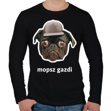 PRINTFASHION mopsz gazdi 3 - Férfi hosszú ujjú póló - Fekete