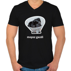 PRINTFASHION mopsz gazdi 5 - Férfi V-nyakú póló - Fekete