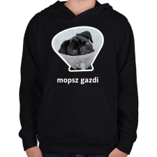 PRINTFASHION mopsz gazdi 5 - Gyerek kapucnis pulóver - Fekete gyerek pulóver, kardigán