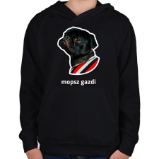 PRINTFASHION mopsz gazdi - Gyerek kapucnis pulóver - Fekete gyerek pulóver, kardigán
