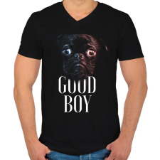 PRINTFASHION Mopsz - Good Boy - Férfi V-nyakú póló - Fekete férfi póló