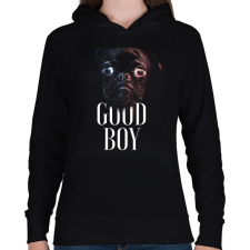 PRINTFASHION Mopsz - Good Boy - Női kapucnis pulóver - Fekete női pulóver, kardigán