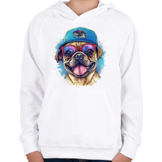 PRINTFASHION Mopsz - Gyerek kapucnis pulóver - Fehér