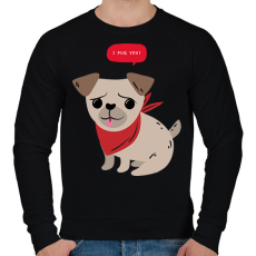 PRINTFASHION Mopsz - I pug you - Férfi pulóver - Fekete