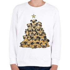 PRINTFASHION Mopsz karácsonyfa - Gyerek pulóver - Fehér gyerek pulóver, kardigán