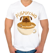 PRINTFASHION Mopsz kávé - Férfi V-nyakú póló - Fehér férfi póló
