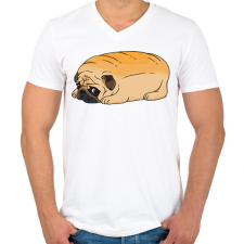 PRINTFASHION Mopsz kenyér - Férfi V-nyakú póló - Fehér férfi póló