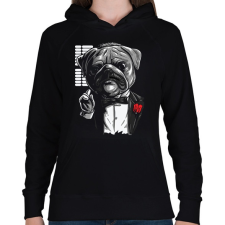 PRINTFASHION Mopsz keresztapa - Női kapucnis pulóver - Fekete női pulóver, kardigán