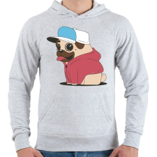 PRINTFASHION Mopsz kutya - Férfi kapucnis pulóver - Sport szürke férfi pulóver, kardigán