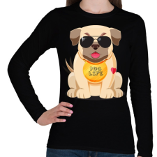 PRINTFASHION Mopsz kutya - Női hosszú ujjú póló - Fekete női póló
