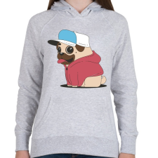 PRINTFASHION Mopsz kutya - Női kapucnis pulóver - Sport szürke női pulóver, kardigán