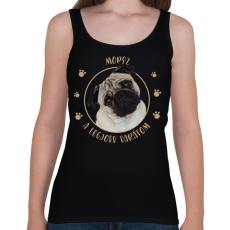 PRINTFASHION Mopsz - Legjobb barát - Női atléta - Fekete