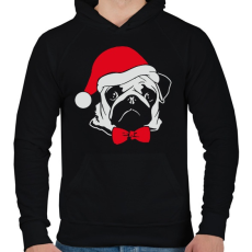 PRINTFASHION Mopsz mikulás - Férfi kapucnis pulóver - Fekete