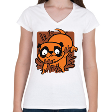 PRINTFASHION Mopsz - Női V-nyakú póló - Fehér női póló