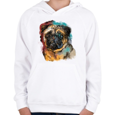 PRINTFASHION mopsz portré - Gyerek kapucnis pulóver - Fehér