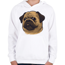 PRINTFASHION Mopsz - Pug - Gyerek kapucnis pulóver - Fehér gyerek pulóver, kardigán