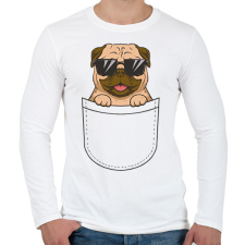 PRINTFASHION Mopsz zsebminta - Férfi hosszú ujjú póló - Fehér férfi póló