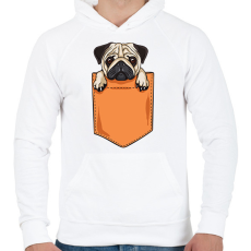 PRINTFASHION Mopsz zsebminta - Férfi kapucnis pulóver - Fehér