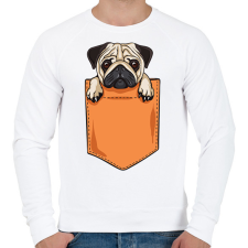 PRINTFASHION Mopsz zsebminta - Férfi pulóver - Fehér férfi pulóver, kardigán