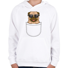 PRINTFASHION Mopsz zsebminta - Gyerek kapucnis pulóver - Fehér gyerek pulóver, kardigán