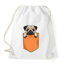 PRINTFASHION Mopsz zsebminta - Sportzsák, Tornazsák - Fehér tornazsák