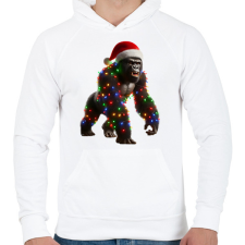 PRINTFASHION Morcos karácsonyi party gorilla - Férfi kapucnis pulóver - Fehér férfi pulóver, kardigán