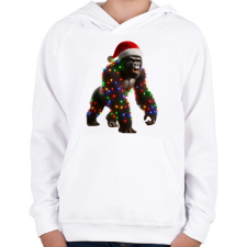 PRINTFASHION Morcos karácsonyi party gorilla - Gyerek kapucnis pulóver - Fehér gyerek pulóver, kardigán