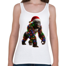 PRINTFASHION Morcos karácsonyi party gorilla - Női atléta - Fehér női trikó
