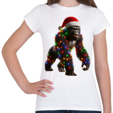 PRINTFASHION Morcos karácsonyi party gorilla - Női póló - Fehér női póló