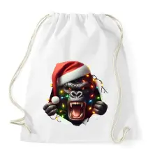 PRINTFASHION Morcos karácsonyi party gorilla - Sportzsák, Tornazsák - Fehér tornazsák