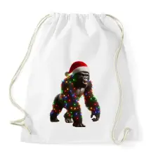 PRINTFASHION Morcos karácsonyi party gorilla - Sportzsák, Tornazsák - Fehér tornazsák