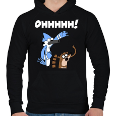 PRINTFASHION Mordecai és Rigby - Férfi kapucnis pulóver - Fekete