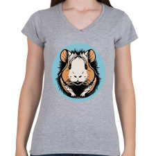 PRINTFASHION Mosolygó tengerimalac - Női V-nyakú póló - Sport szürke női póló