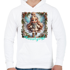 PRINTFASHION Mosolyogj! - Férfi kapucnis pulóver - Fehér férfi pulóver, kardigán