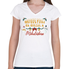 PRINTFASHION Mosolyogj, ha hiszel - Női V-nyakú póló - Fehér