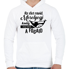 PRINTFASHION Mosolyogj vicces - Férfi kapucnis pulóver - Fehér
