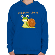 PRINTFASHION Mosolyt kérek - Gyerek kapucnis pulóver - Királykék gyerek pulóver, kardigán