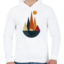 PRINTFASHION Mosómedve és hegyek - Férfi kapucnis pulóver - Fehér férfi pulóver, kardigán