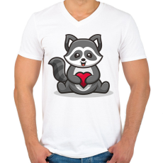 PRINTFASHION mosómedve - Férfi V-nyakú póló - Fehér