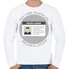 PRINTFASHION Most már hivatalos, megvan a jogsim! - Férfi pulóver - Fehér