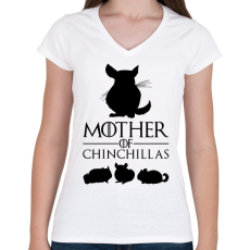 PRINTFASHION Mother of Chinchillas - Női V-nyakú póló - Fehér