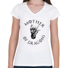 PRINTFASHION Mother of dragons - Női V-nyakú póló - Fehér női póló