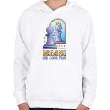 PRINTFASHION Motivációs sakk - Gyerek kapucnis pulóver - Fehér gyerek pulóver, kardigán