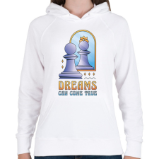 PRINTFASHION Motivációs sakk - Női kapucnis pulóver - Fehér női pulóver, kardigán