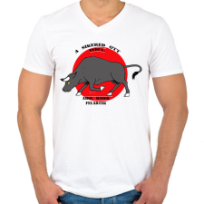 PRINTFASHION Motivation - Férfi V-nyakú póló - Fehér férfi póló