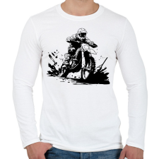PRINTFASHION motocross - Férfi hosszú ujjú póló - Fehér férfi póló
