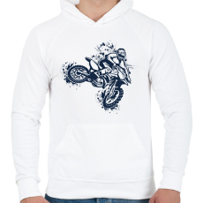 PRINTFASHION Motocross  - Férfi kapucnis pulóver - Fehér